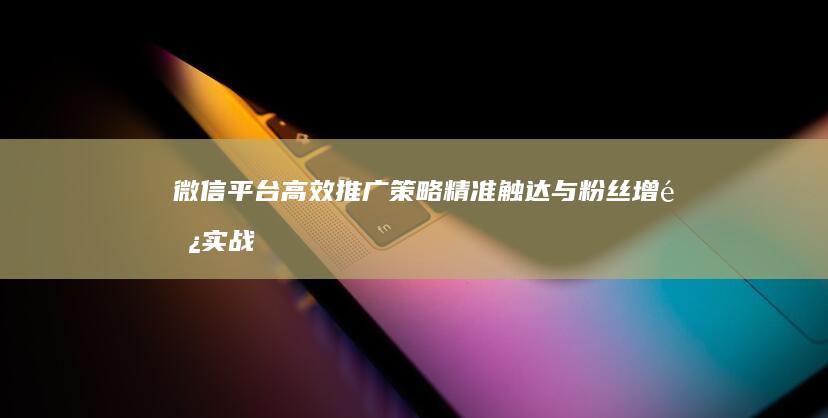 微信平台高效推广策略：精准触达与粉丝增长实战指南